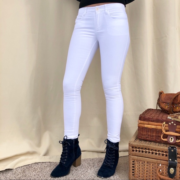 white satin skinny pants